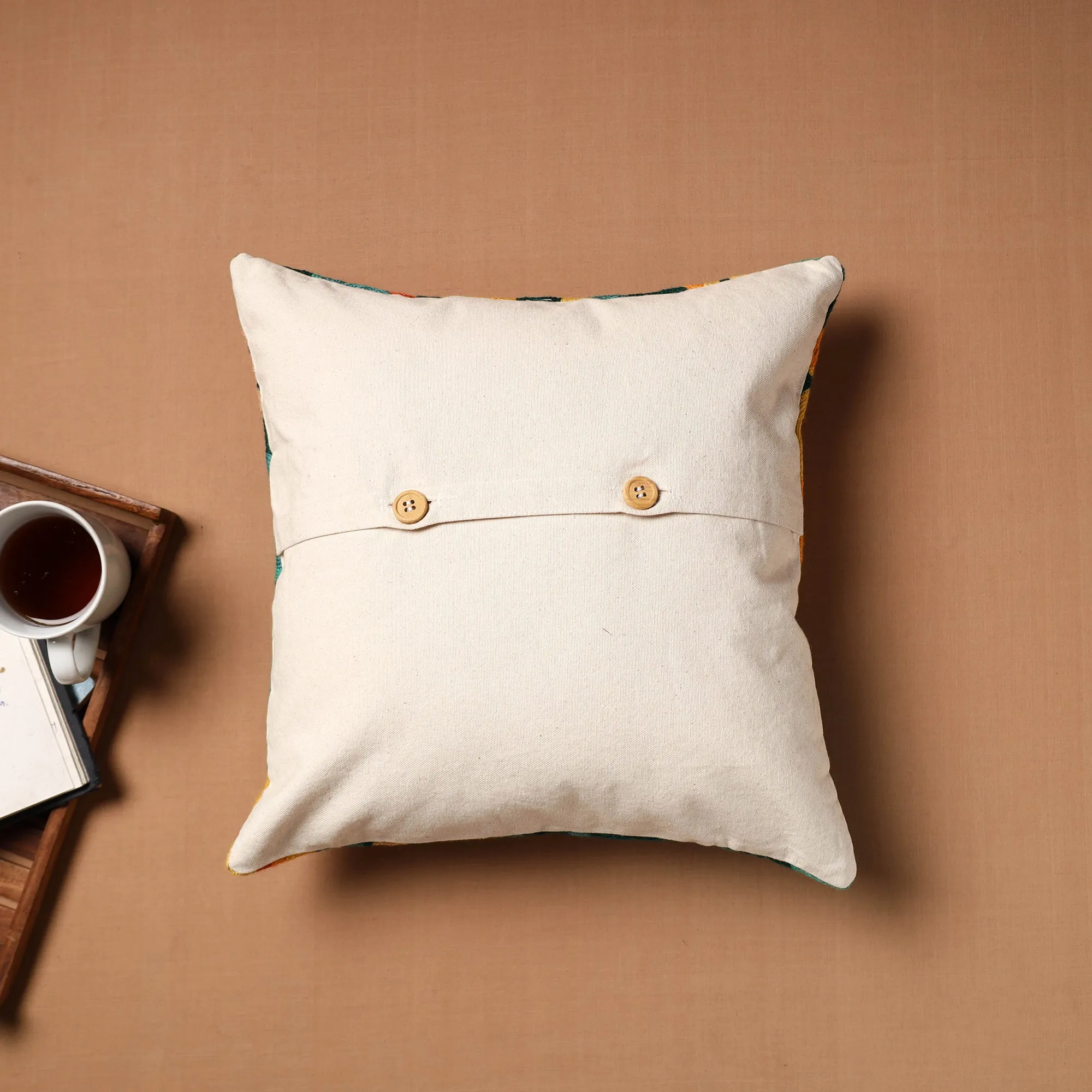 Multicolor - Crewel Hand Embroidered Cushion Cover 13