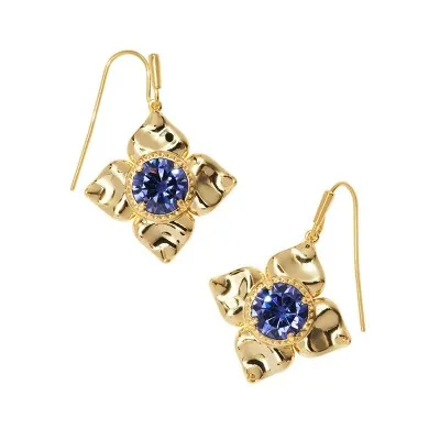 New - Kendra Scott Lily 14K Gold Over Brass Drop Earrings - Blue