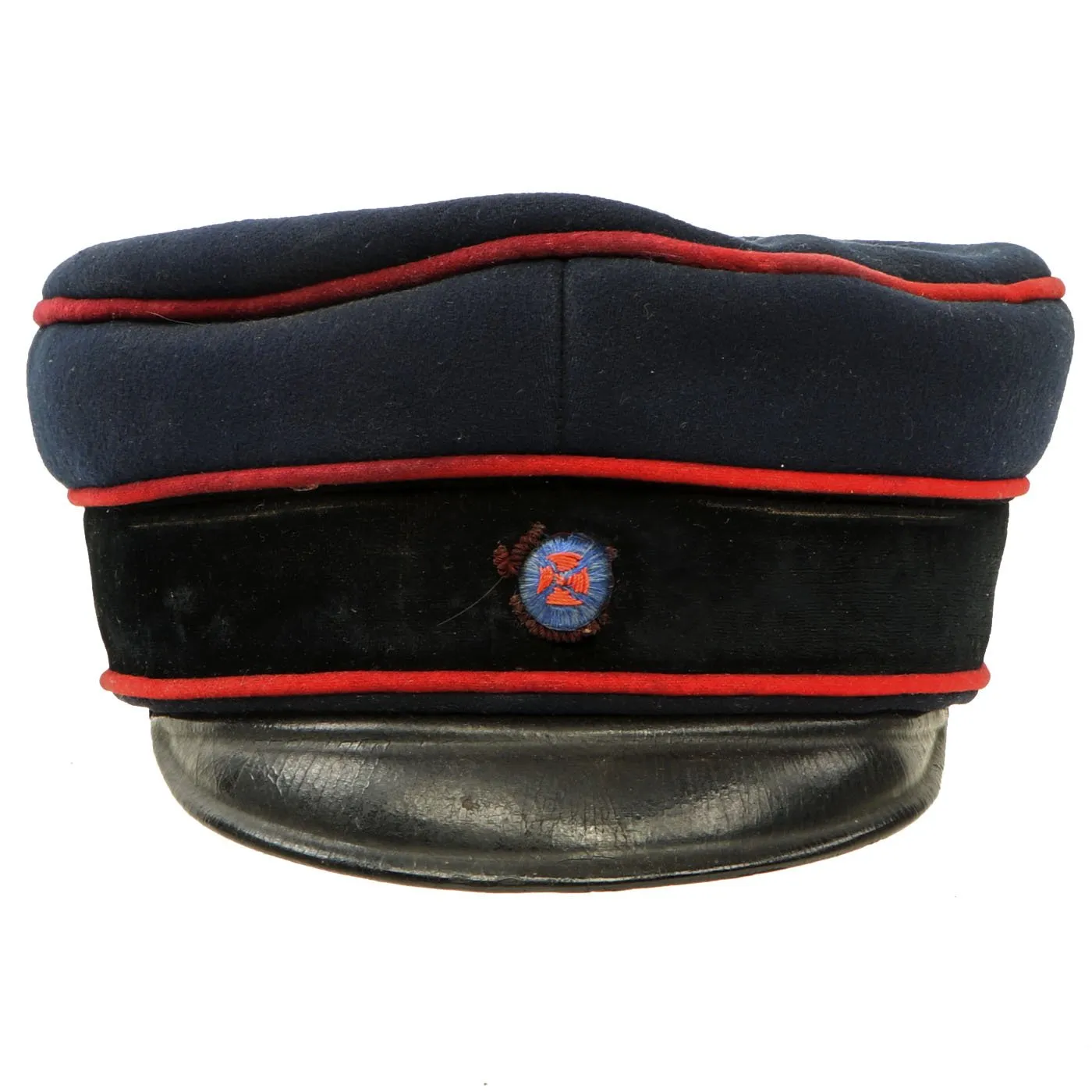 Original Imperial German WWI Dark Blue Artillery Officers Visor Cap - Dunkelblau