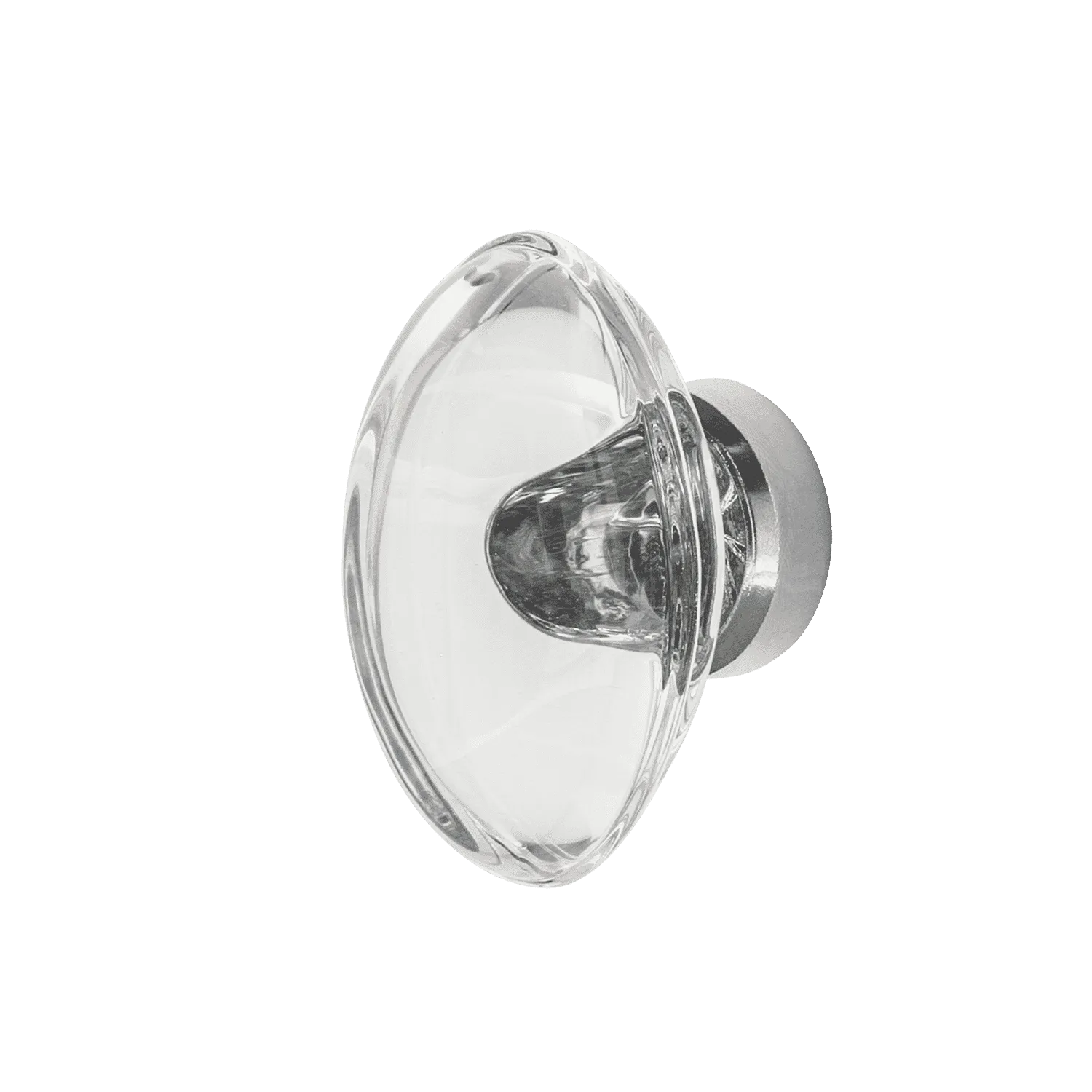 Oval Clear Crystal 1 3/4" Cabinet Knob in Bright Chrome