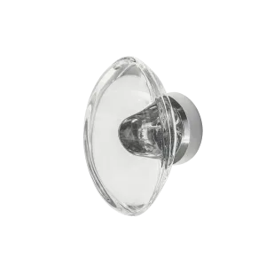 Oval Clear Crystal 1 3/4" Cabinet Knob in Bright Chrome