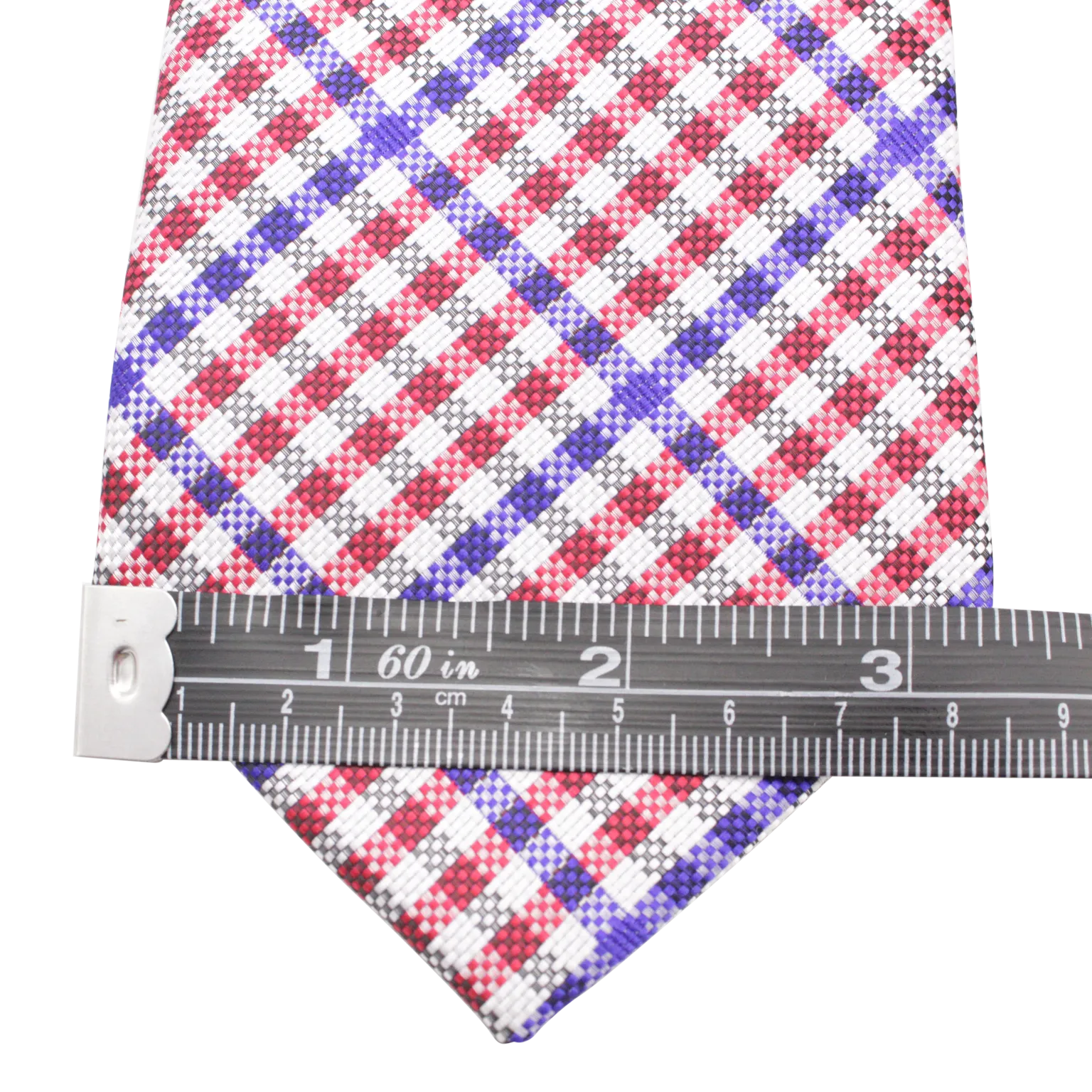 Patriot - Red, White, and Blue Gingham Patterned Long Zipper Tie