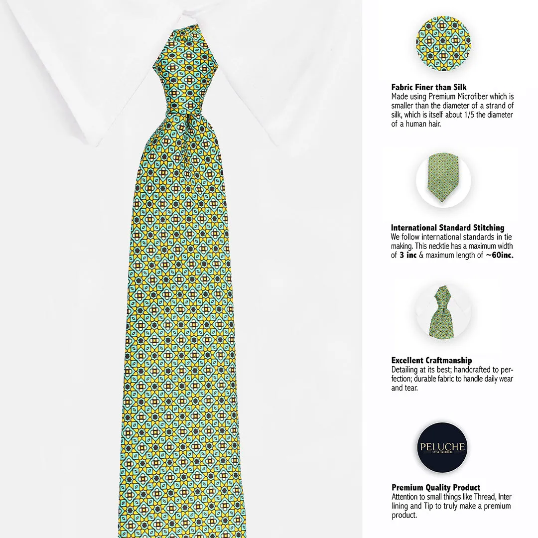 Peluche Lime Fusion Green Broad Neck Tie & Pocket Square Set for Men
