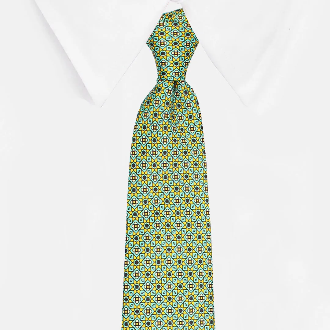 Peluche Lime Fusion Green Broad Neck Tie & Pocket Square Set for Men