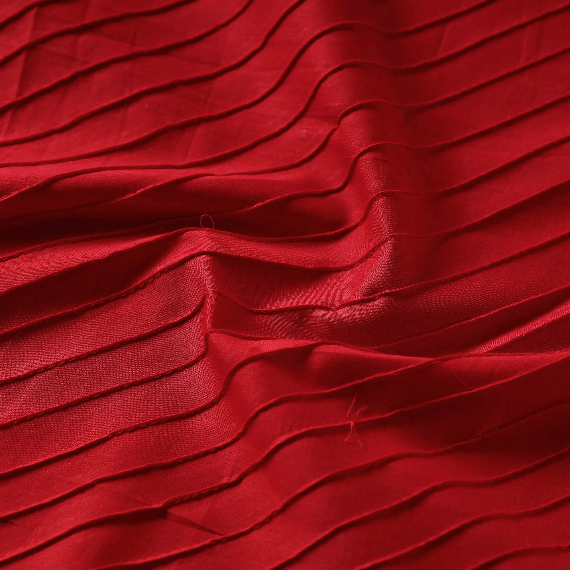 Red - Pintuck Plain Pure Cotton Fabric