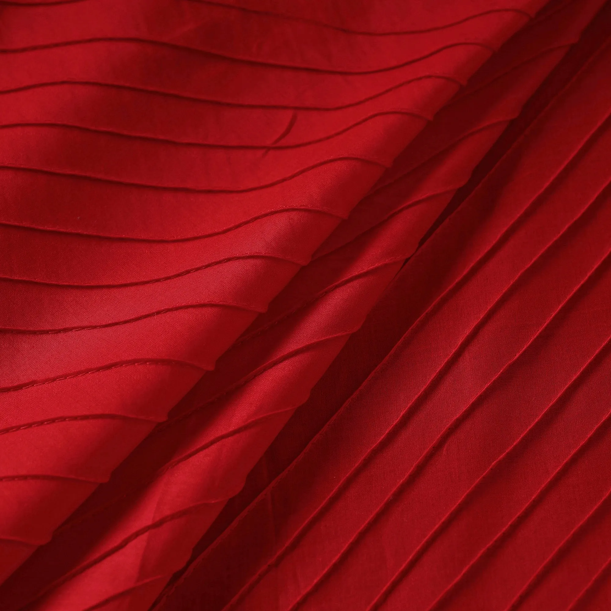 Red - Pintuck Plain Pure Cotton Fabric
