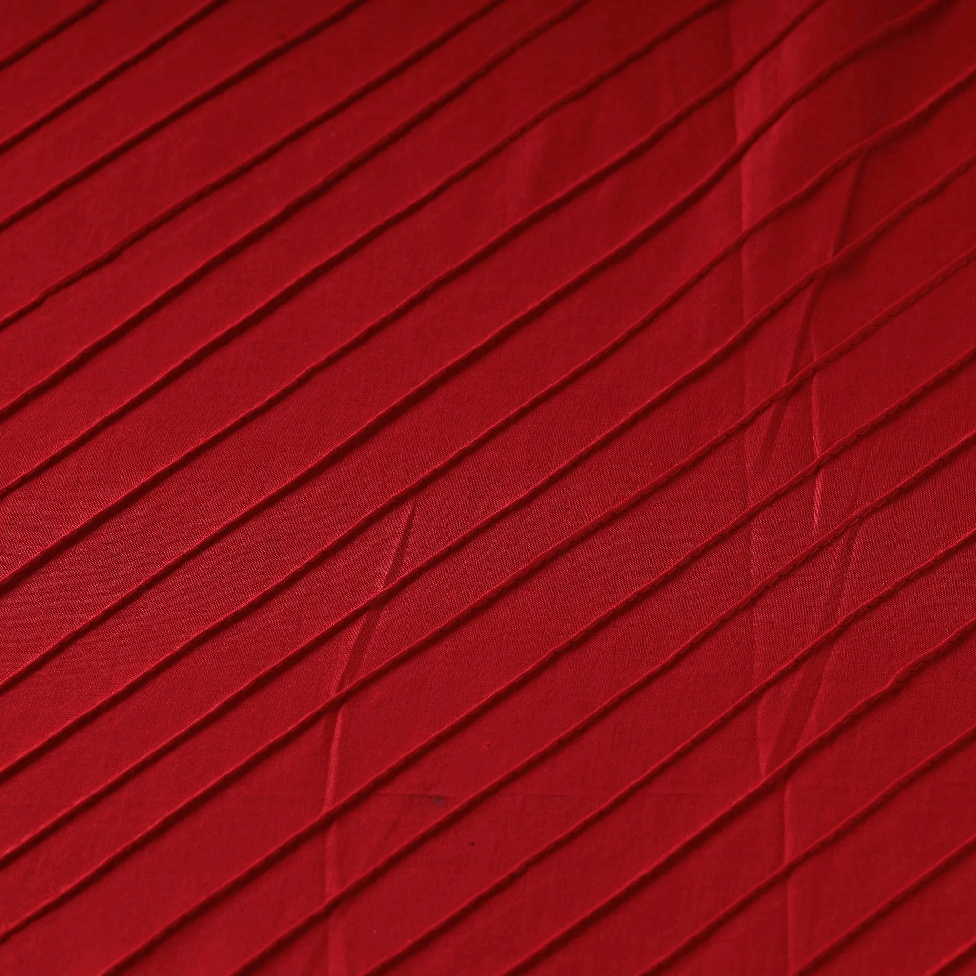 Red - Pintuck Plain Pure Cotton Fabric