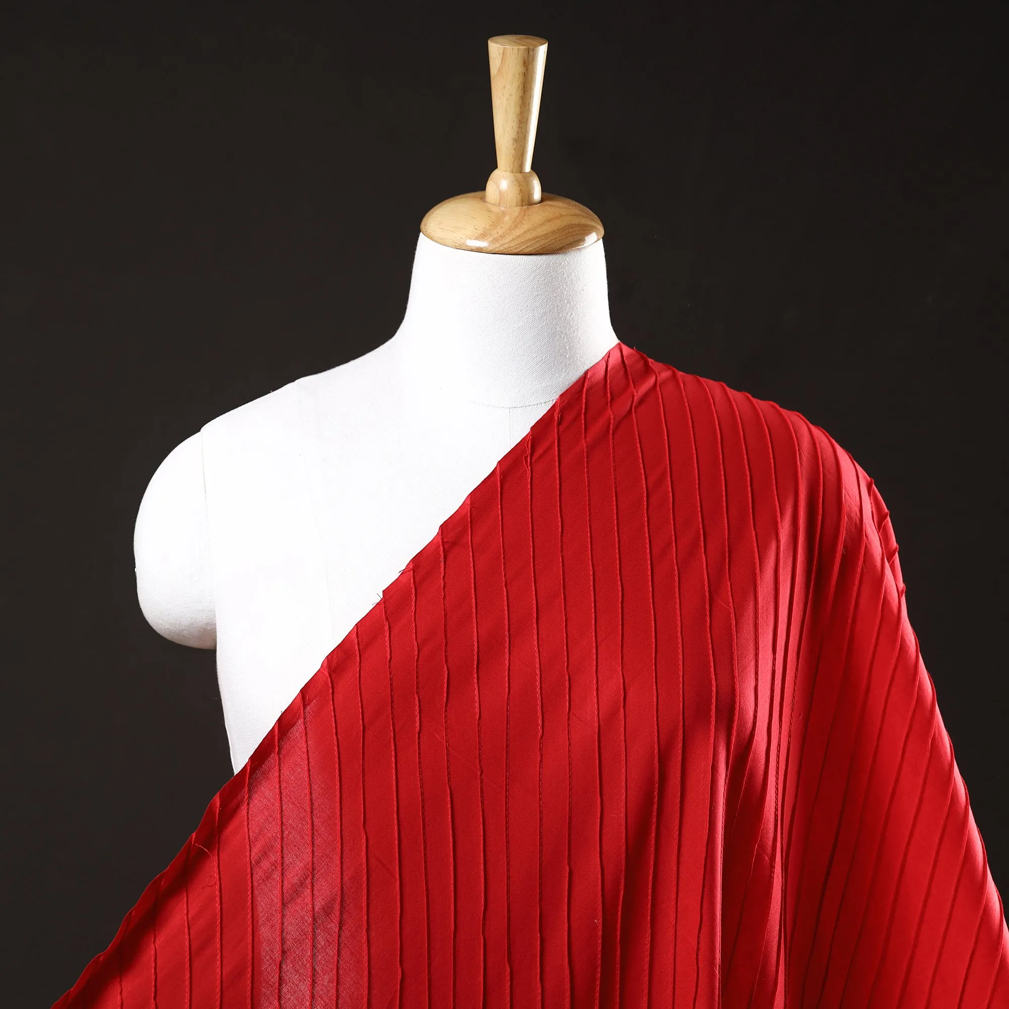 Red - Pintuck Plain Pure Cotton Fabric