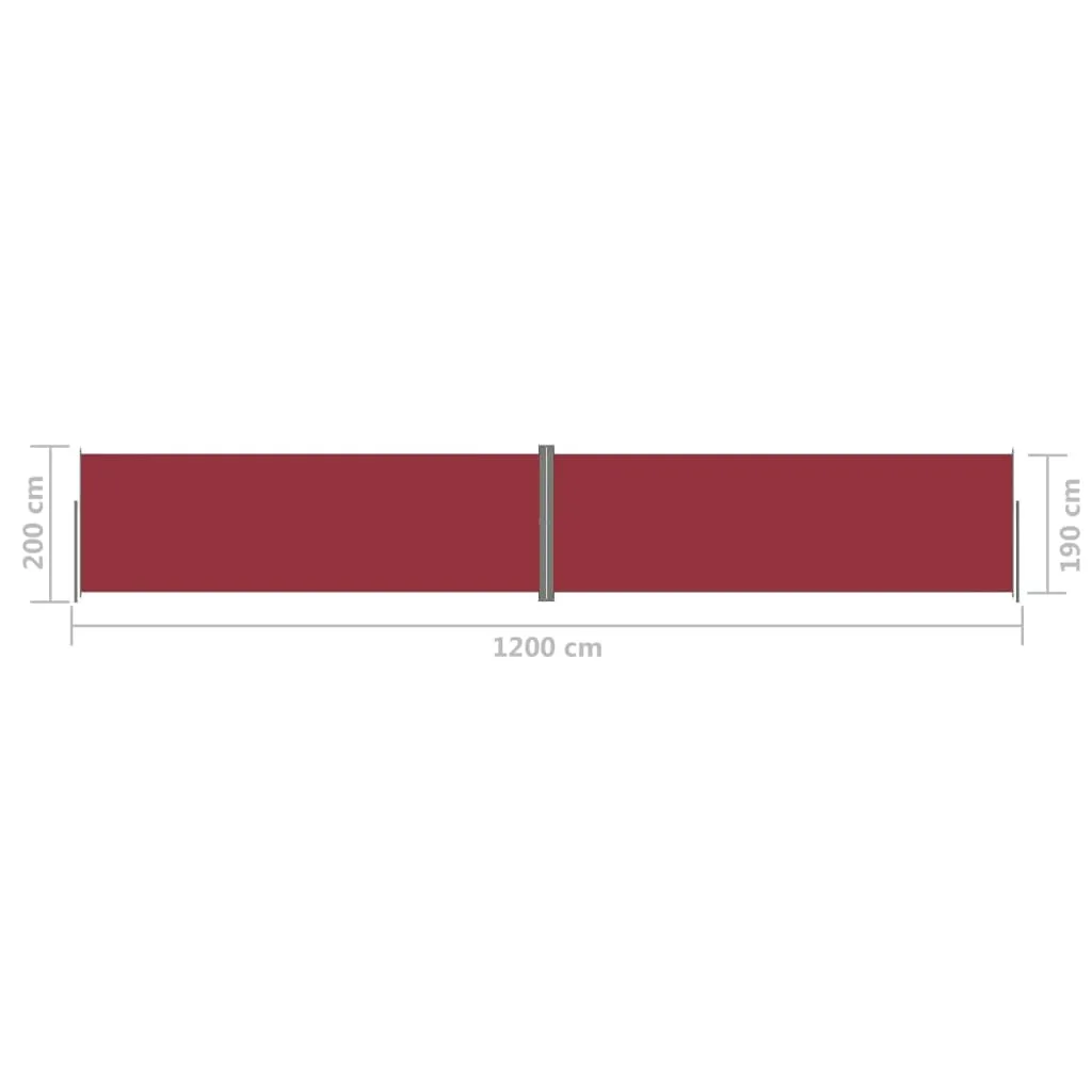 Retractable Side Awning Red 200x1200 cm