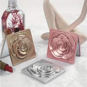 Rose Design Compact Mirror Elegant Portable Vanity for Women