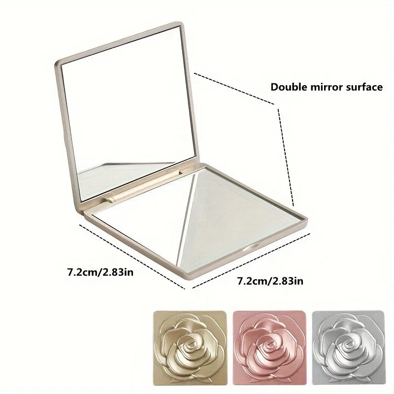 Rose Design Compact Mirror Elegant Portable Vanity for Women