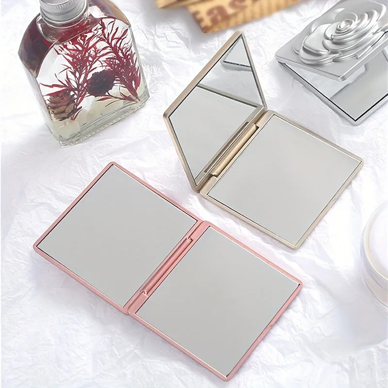 Rose Design Compact Mirror Elegant Portable Vanity for Women