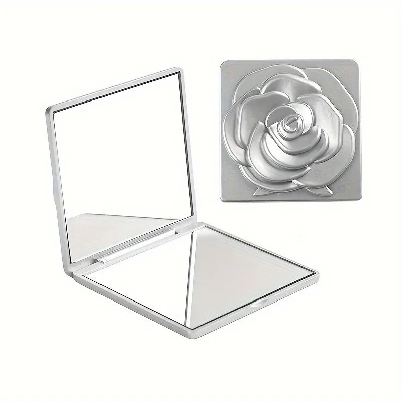 Rose Design Compact Mirror Elegant Portable Vanity for Women