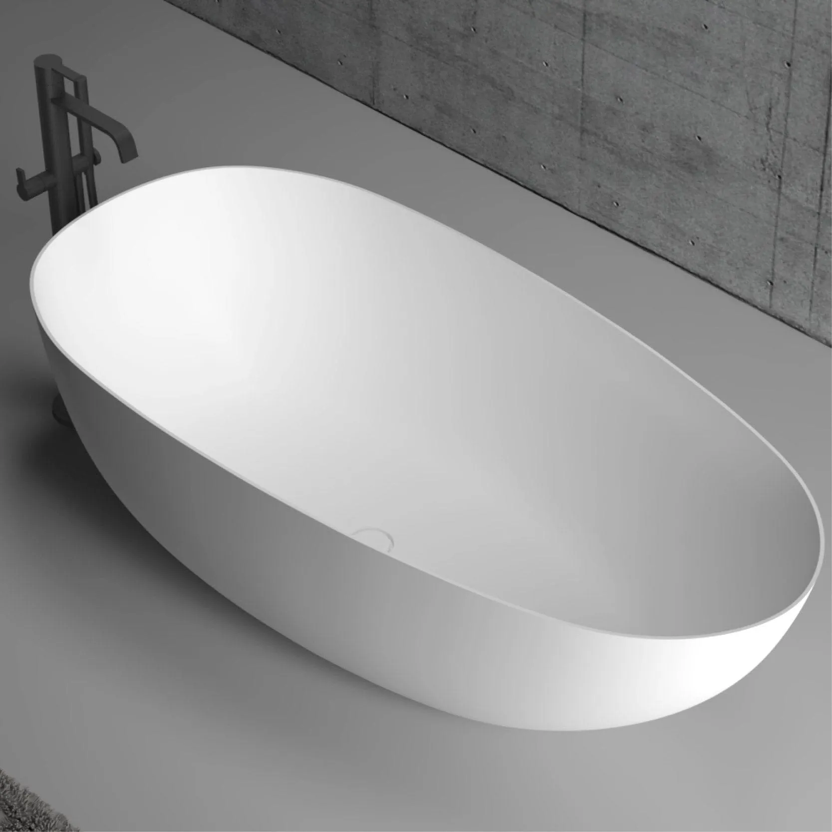 RUBI 1700mm Egg Shape Oval Freestanding Bath Matte White