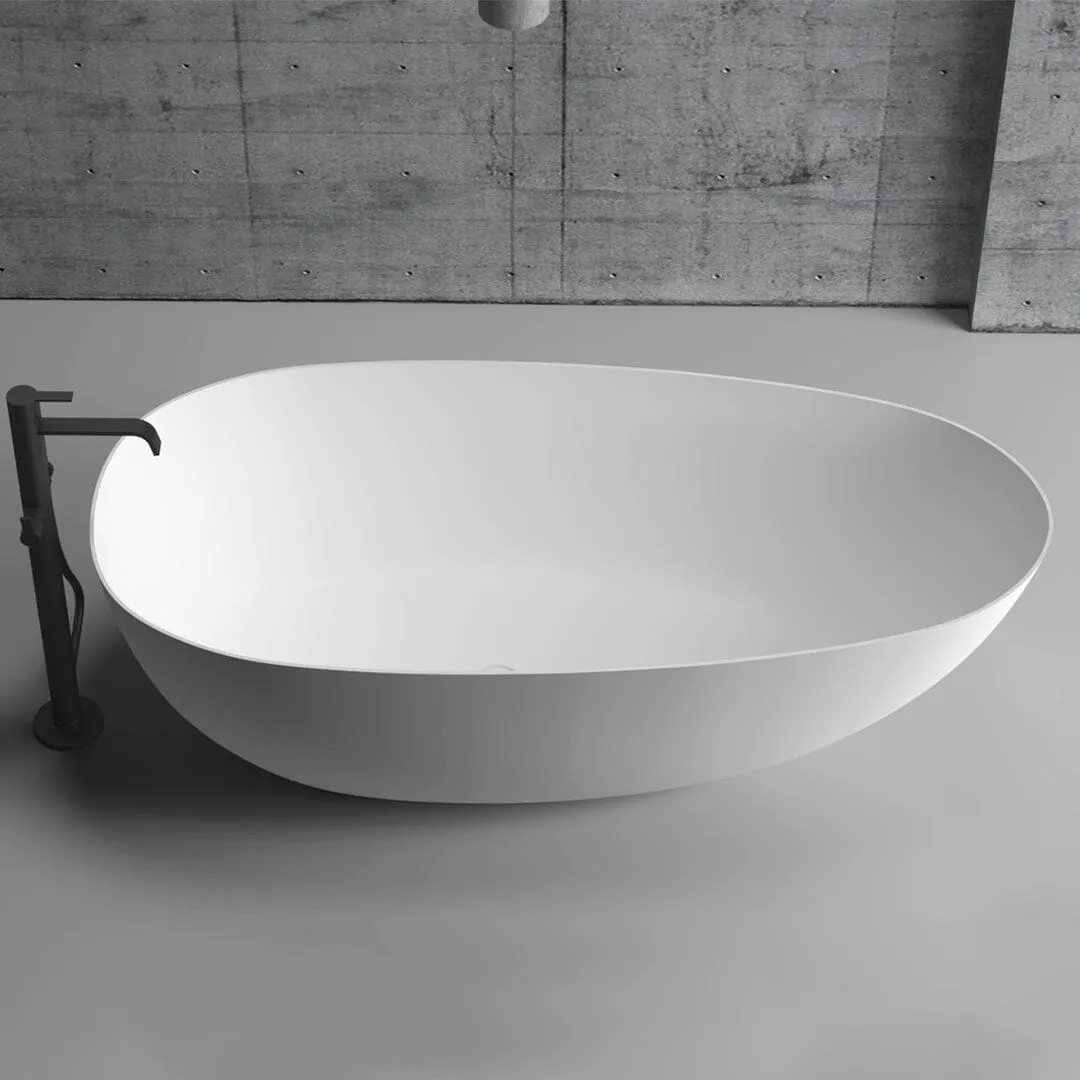 RUBI 1700mm Egg Shape Oval Freestanding Bath Matte White