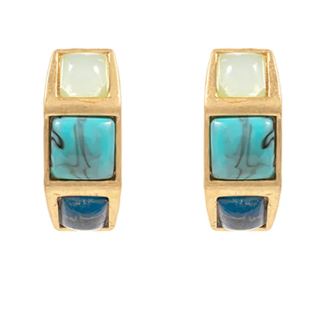 Square Stone Hoop Earrings