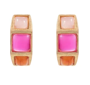 Square Stone Hoop Earrings