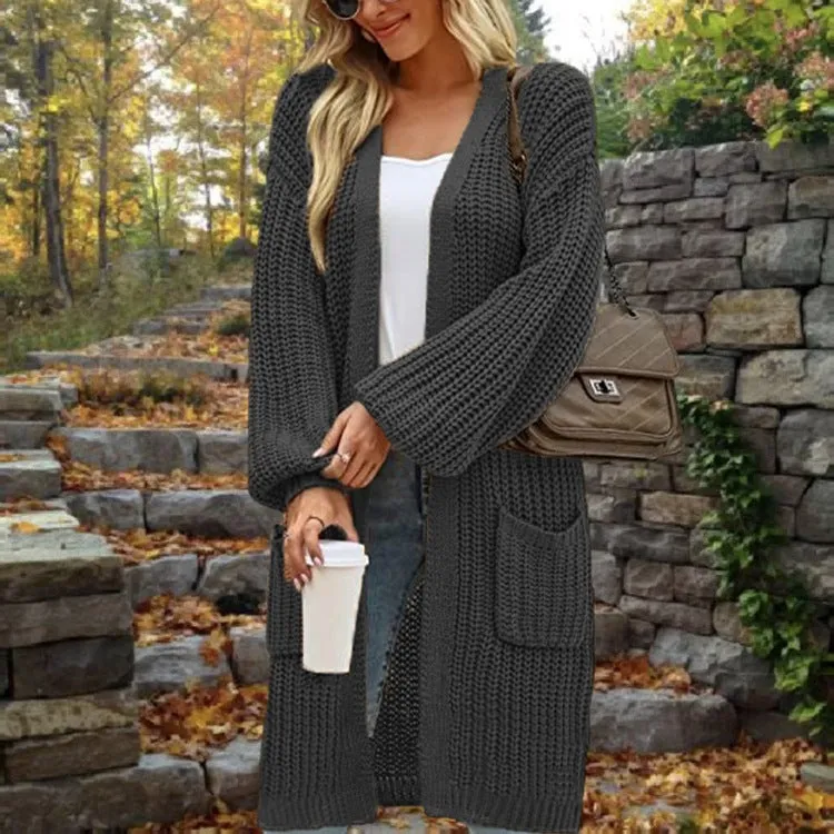Stylish Loose Lantern Sleeve Women's Cardigan for Autumn & Winter