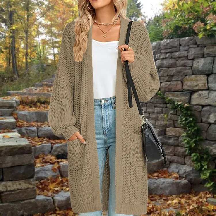 Stylish Loose Lantern Sleeve Women's Cardigan for Autumn & Winter