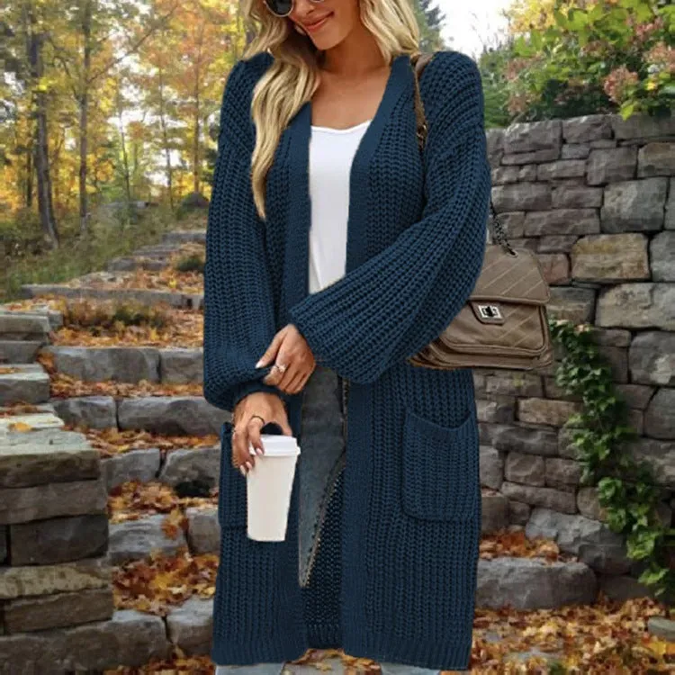 Stylish Loose Lantern Sleeve Women's Cardigan for Autumn & Winter