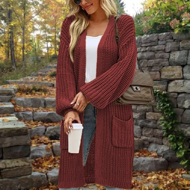 Stylish Loose Lantern Sleeve Women's Cardigan for Autumn & Winter