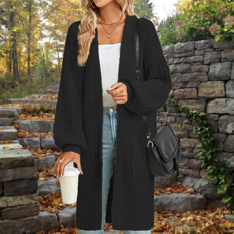 Stylish Loose Lantern Sleeve Women's Cardigan for Autumn & Winter