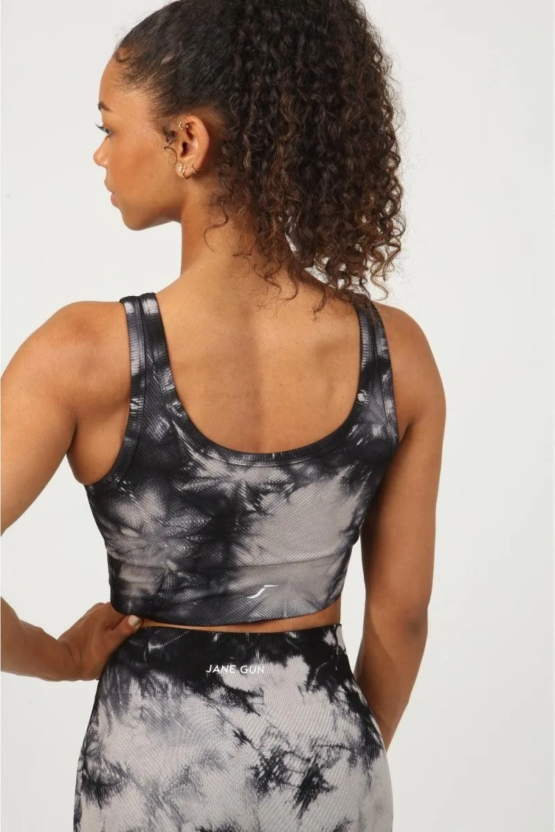 Tie Dye Sports Bra - Smoky Charcoal