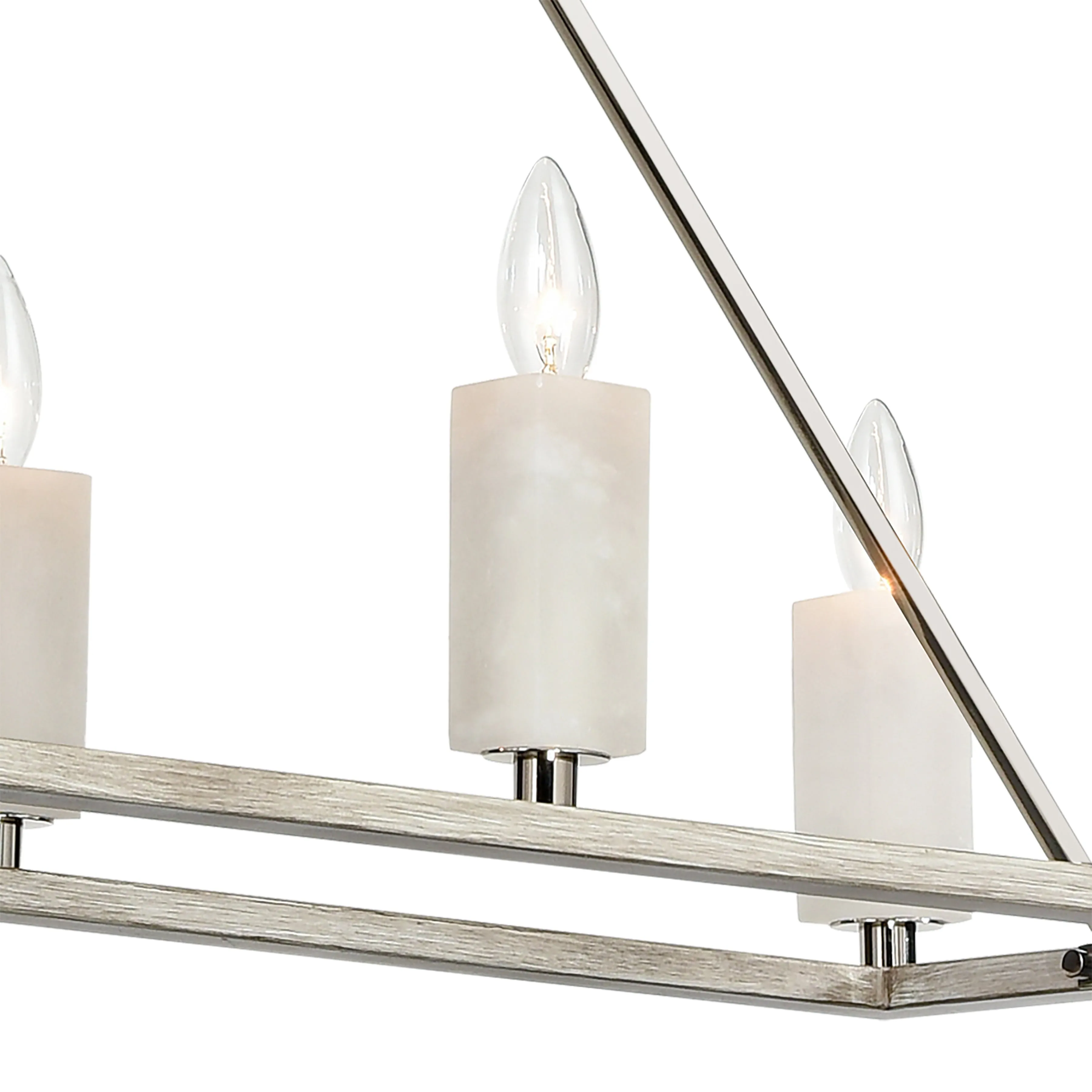 White Stone 48" 8 Light Island Light in Polished Nickel