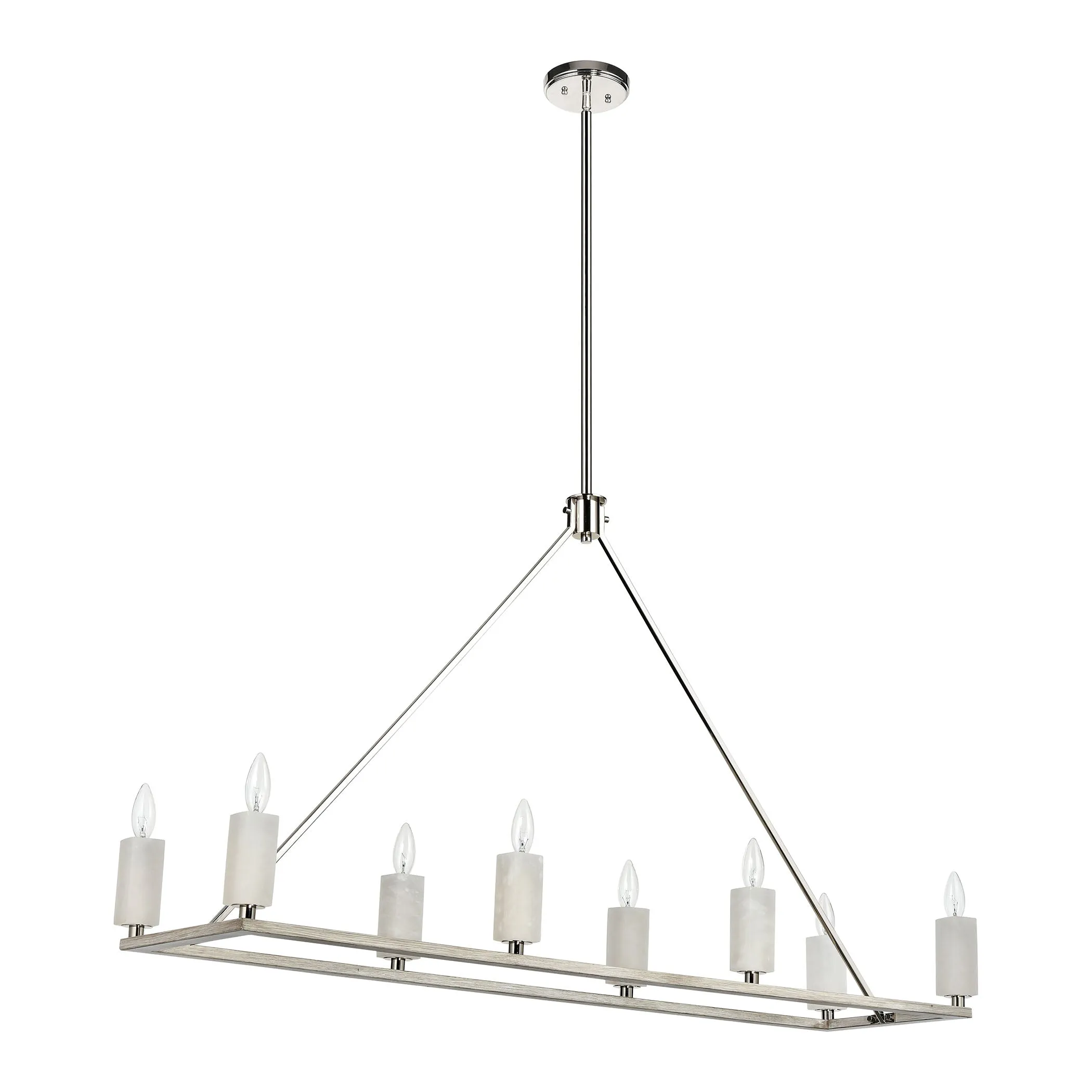 White Stone 48" 8 Light Island Light in Polished Nickel