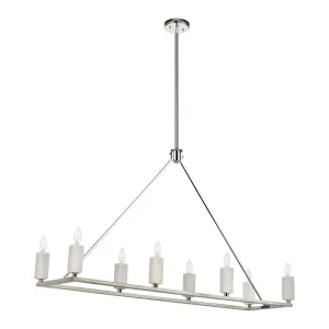 White Stone 48" 8 Light Island Light in Polished Nickel