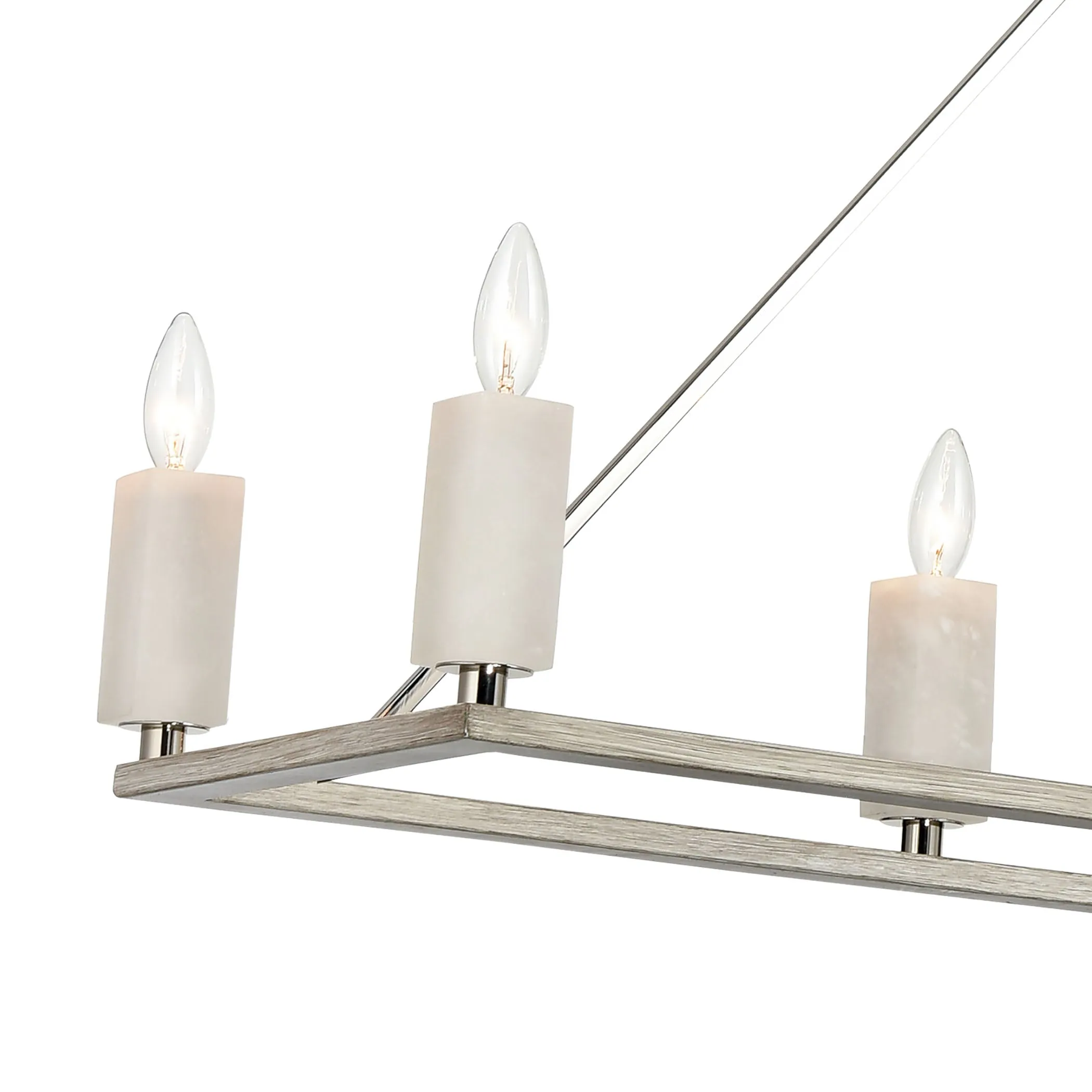 White Stone 48" 8 Light Island Light in Polished Nickel